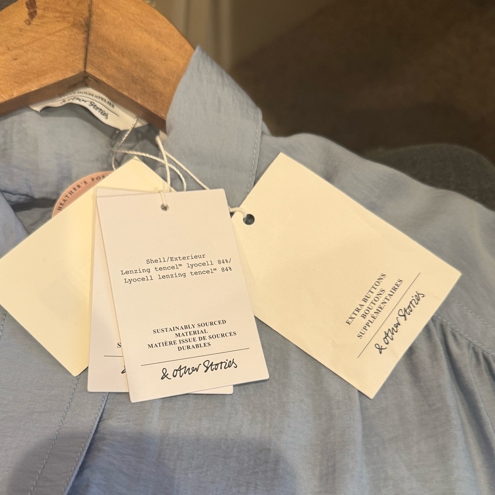 Stockholm Atelier Light Blue Button-Up Top/lightweight shacket, BRAND NEW W/TAGS - Picture 10 of 11
